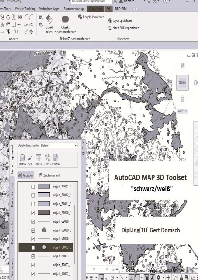 AutoCAD MAP 3D Toolset, "schwarz/weiß" (zur Information): 6. Buch, Autodesk GIS Anwendung