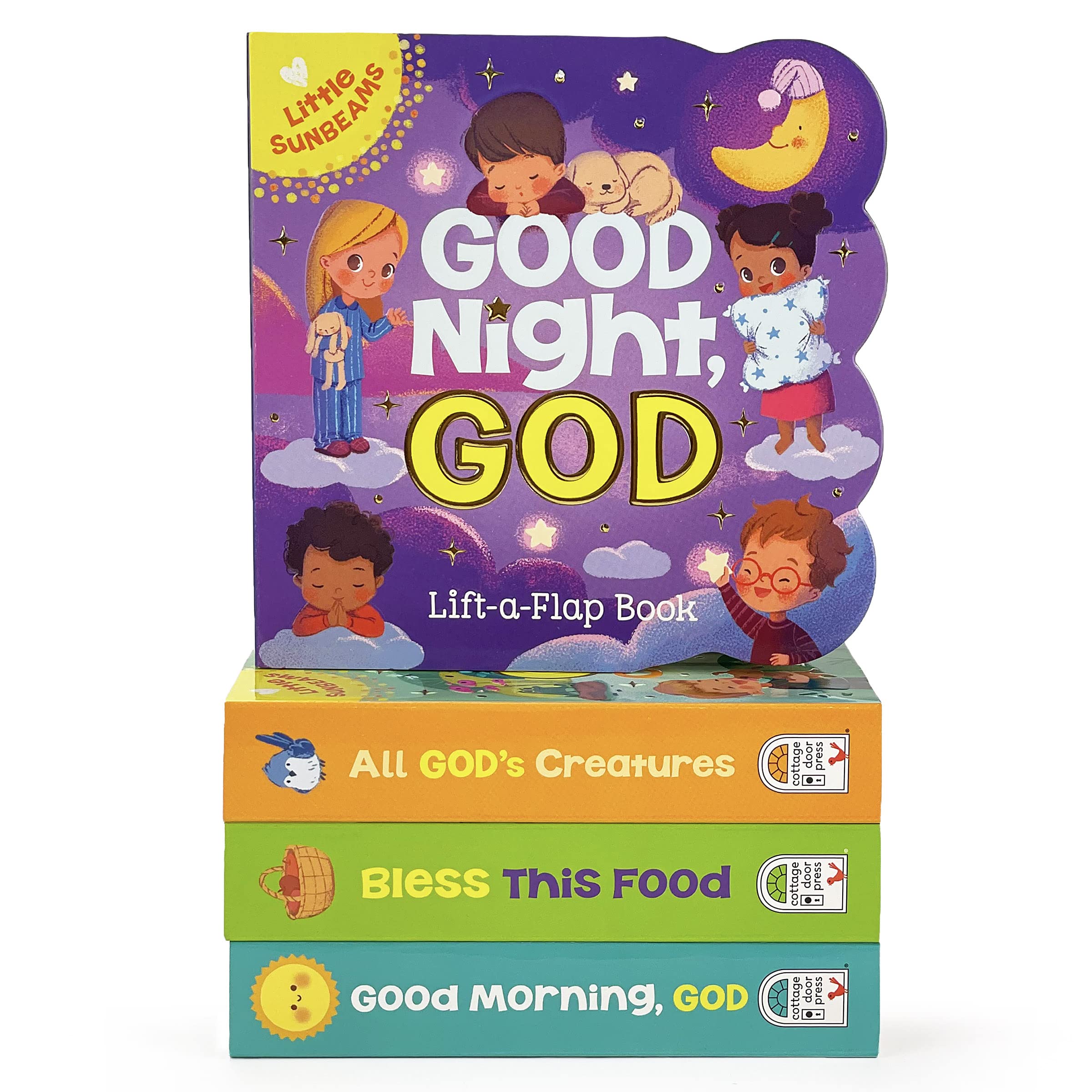 Little Sunbeams Religious Lift-A-Flap 4-Book Set for Babies and Toddlers, Ages 1-5 (Board book)