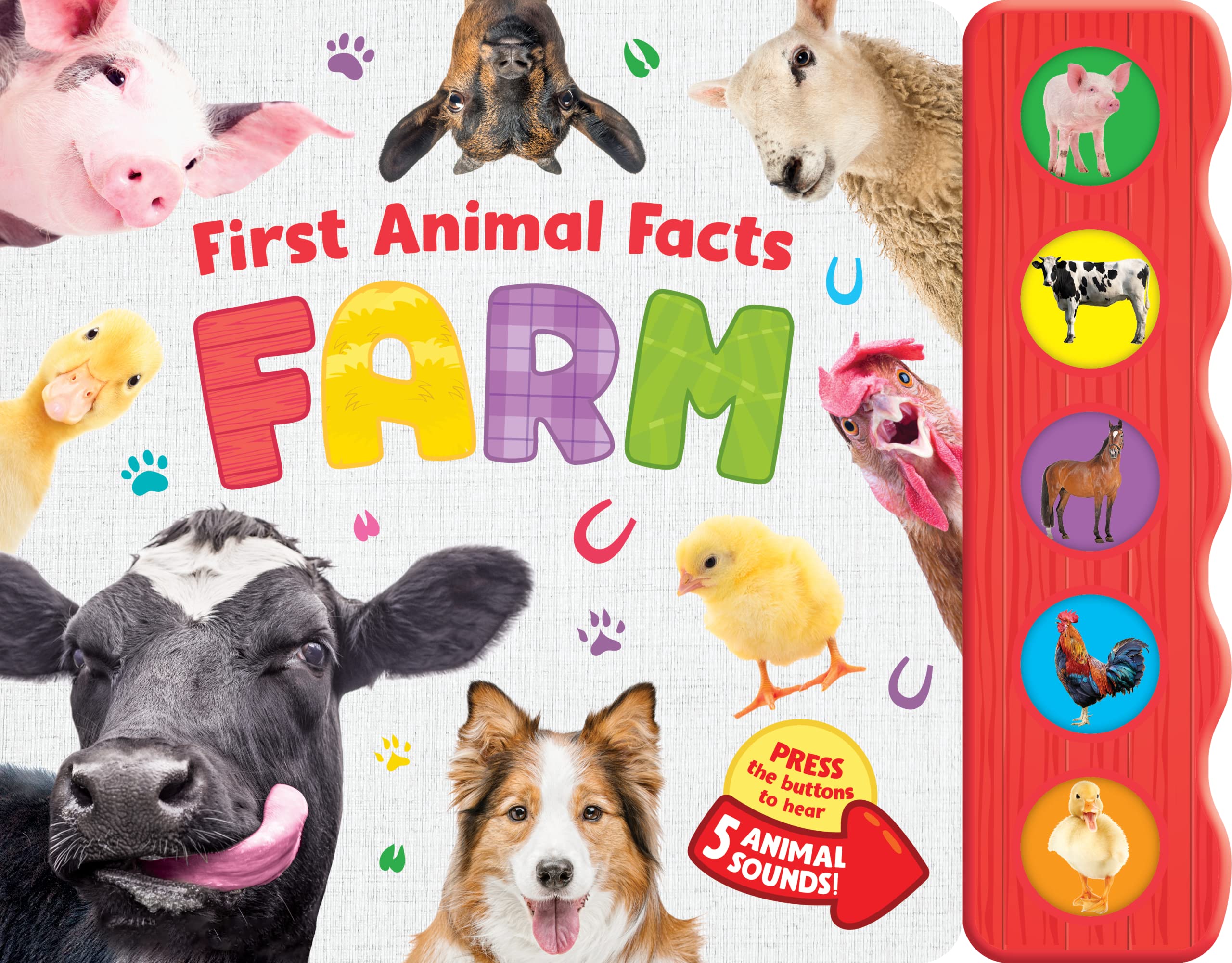 First Animal Facts: Farm-5 Button Animal Sounds Book (Board book)