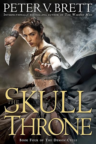 Portada de The Skull Throne, de Peter V. Brett