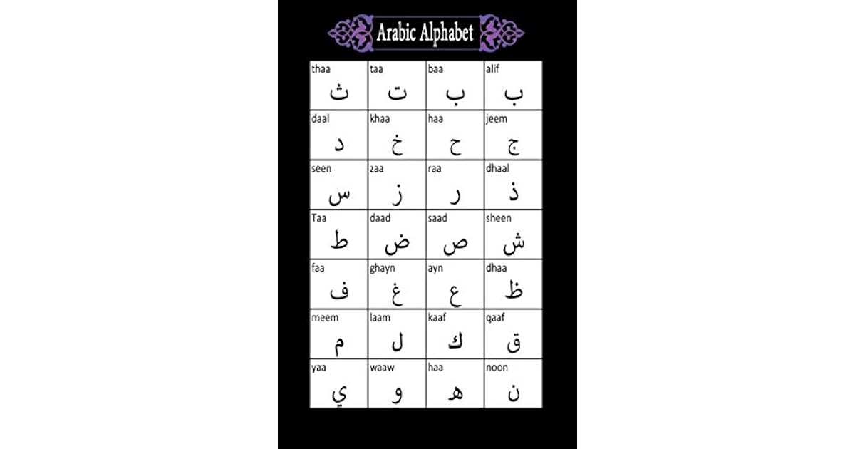 Arabic Alphabet Notebook Black Arabic Notebook with Arabic Alphabet