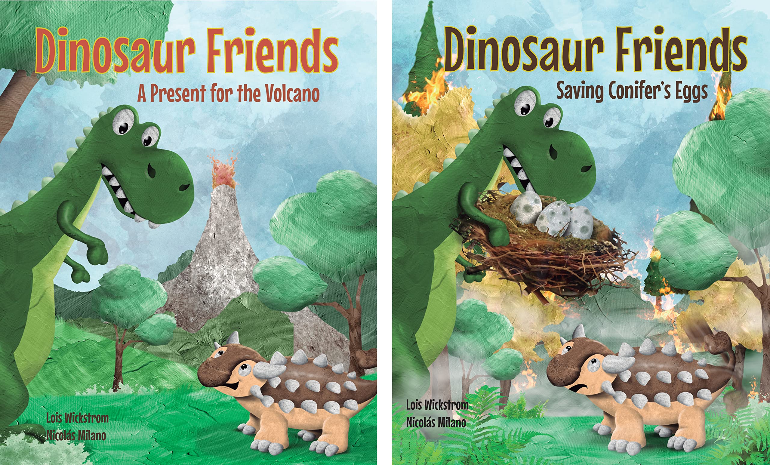Dinosaur Friends: 2 books in 1: A Present for the Volcano and Saving Conifer's Eggs (Kindle Edition)