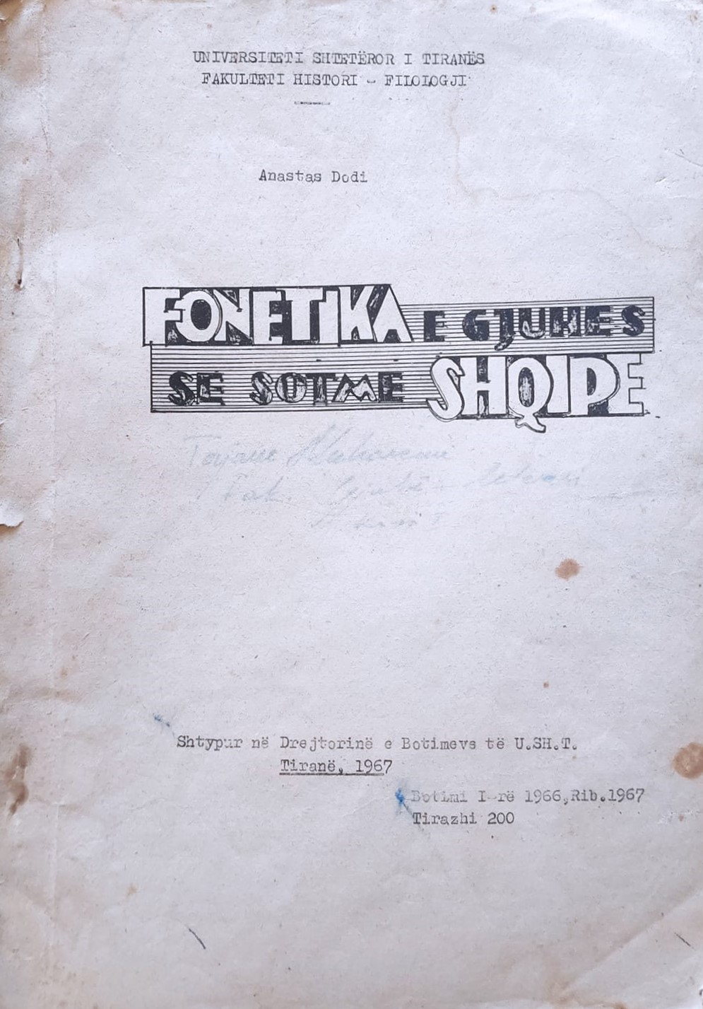 Fonetika e gjuhës së sotme shqipe