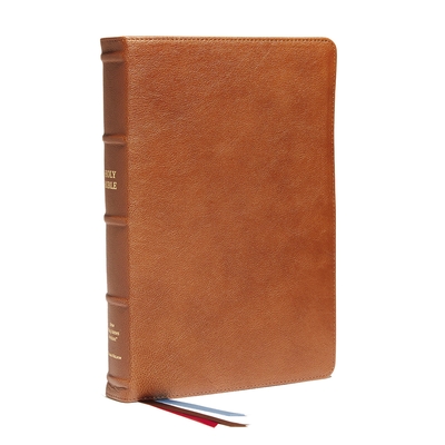 NKJV, End-of-Verse Reference Bible, Personal Size Large Print, Premium Goatskin Leather, Brown, Premier Collection, Red Letter, Comfort Print: Holy Bible, New King James Version