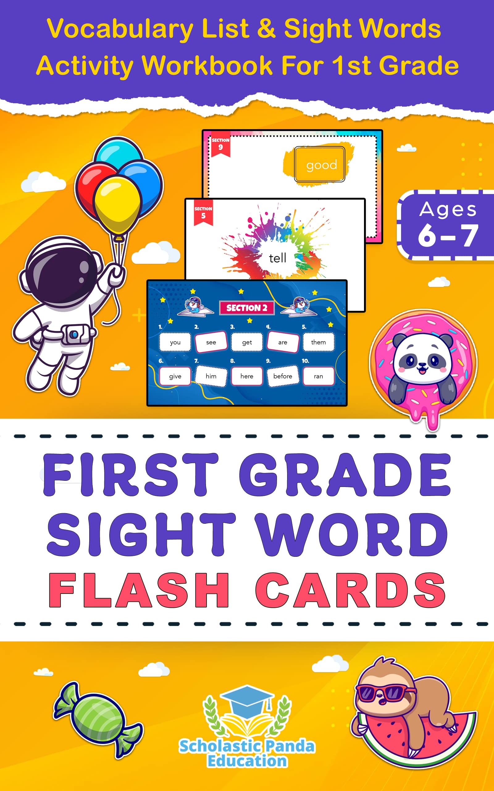 First Grade Sight Word Flash Cards: Vocabulary List & Sight Words Activity Workbook For 1st Grade (Elementary Books for Kids)