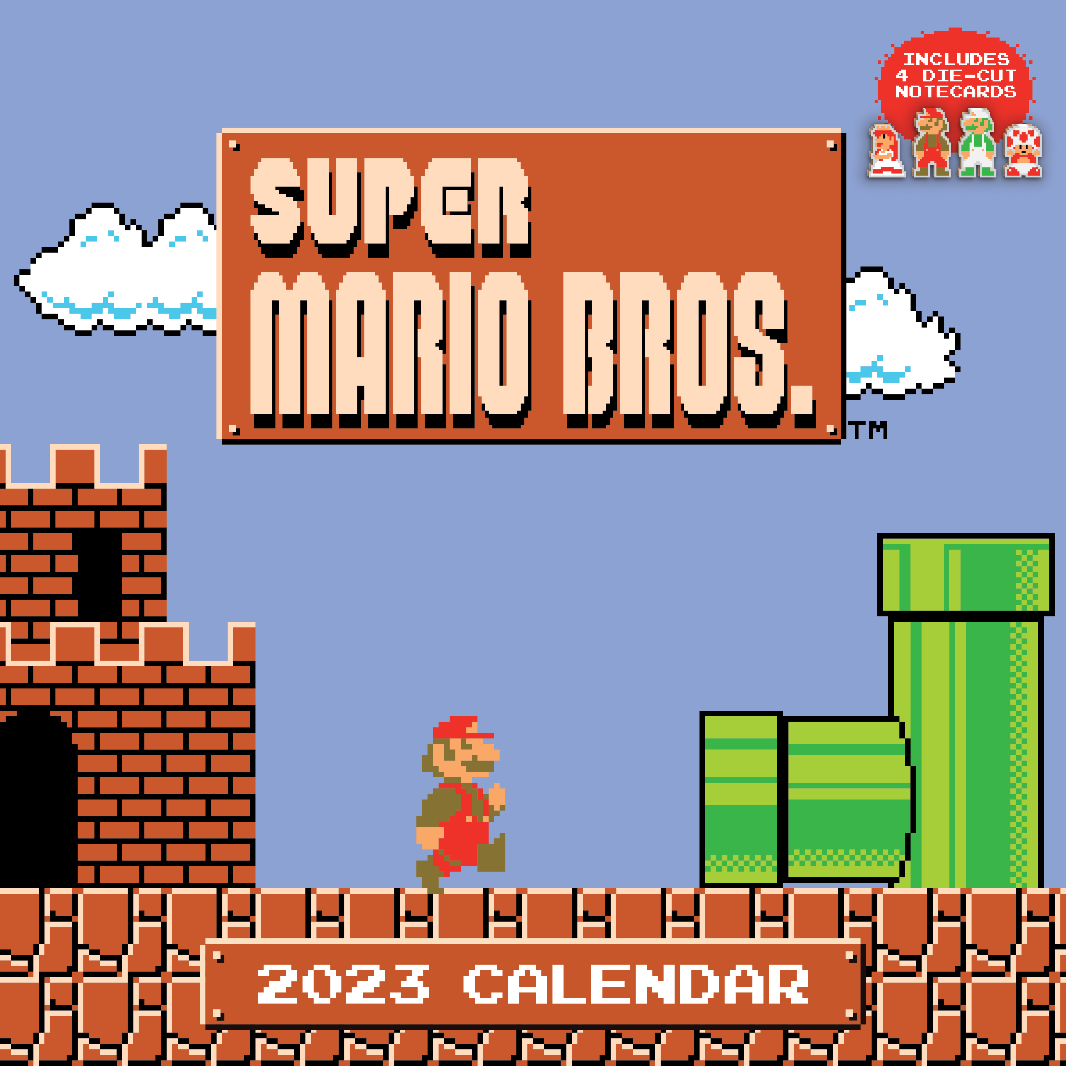 EBOOK Super Mario Bros. 8-Bit Retro 2023 Wall Calendar with Bonus Diecut Notecards
