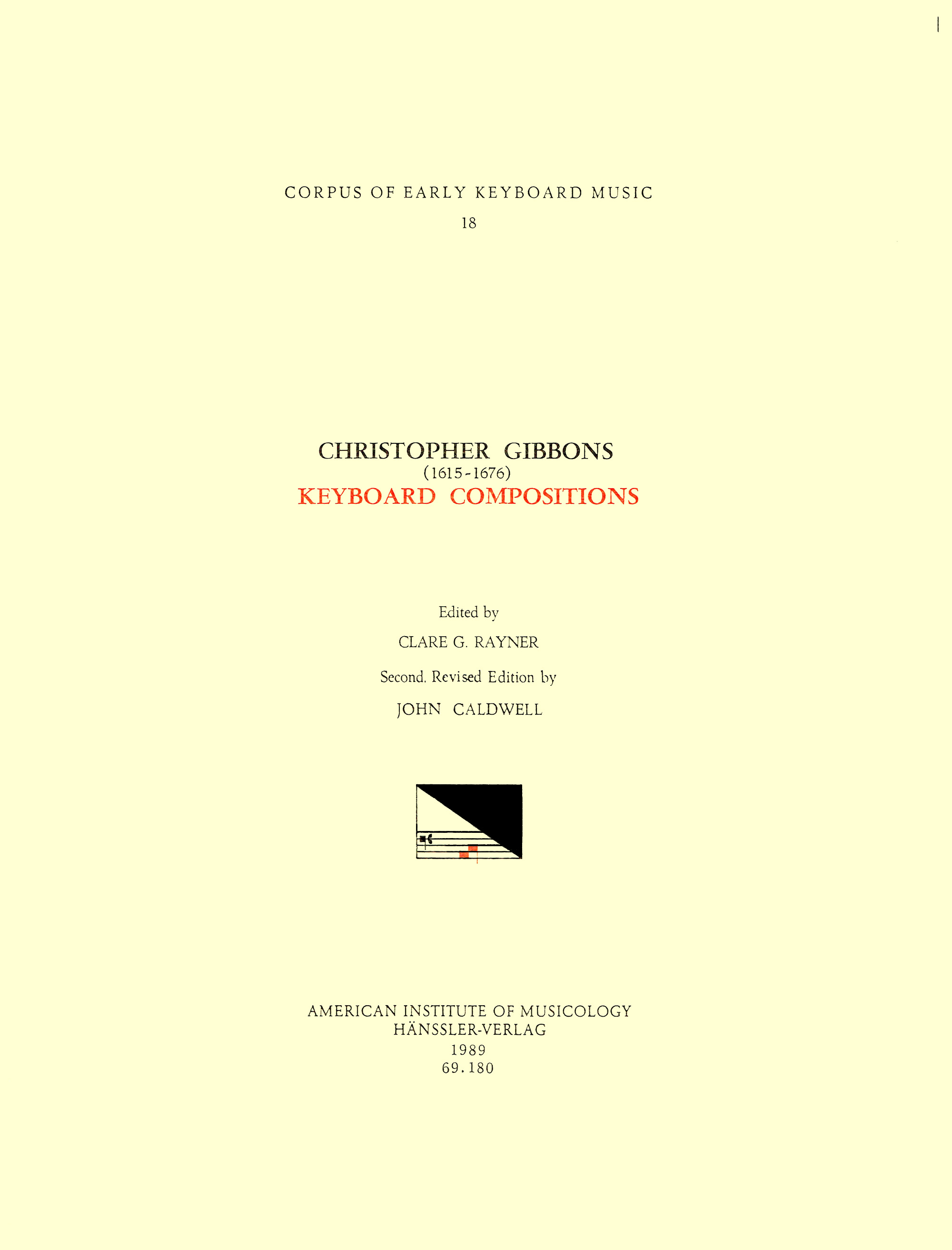 CEKM 18 Christopher Gibbons (1615-1676), Keyboard Compositions