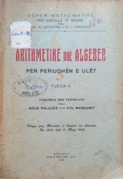 Arithmetikë dhe algebër : për periudhën e ulët : pjesa II