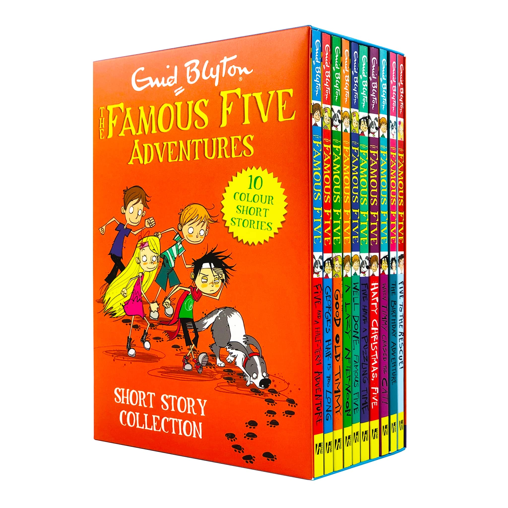The Famous Five Adventures Short Story Collection 10 Books Box Set By Enid Blyton(Well Done Famous Five, A Lazy Afternoon, Good Old Timmy, George's Hair is too Long, Five and a Half-Term Adventure, The Birthday Adventure and MORE!)