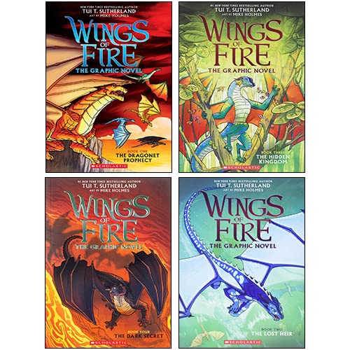 Wings of Fire Graphix Paperback 4 Books Box Set By Tui T. Sutherland (The Dragonet Prophecy, The Lost Heir, The Hidden Kingdom, The Dark Secret)