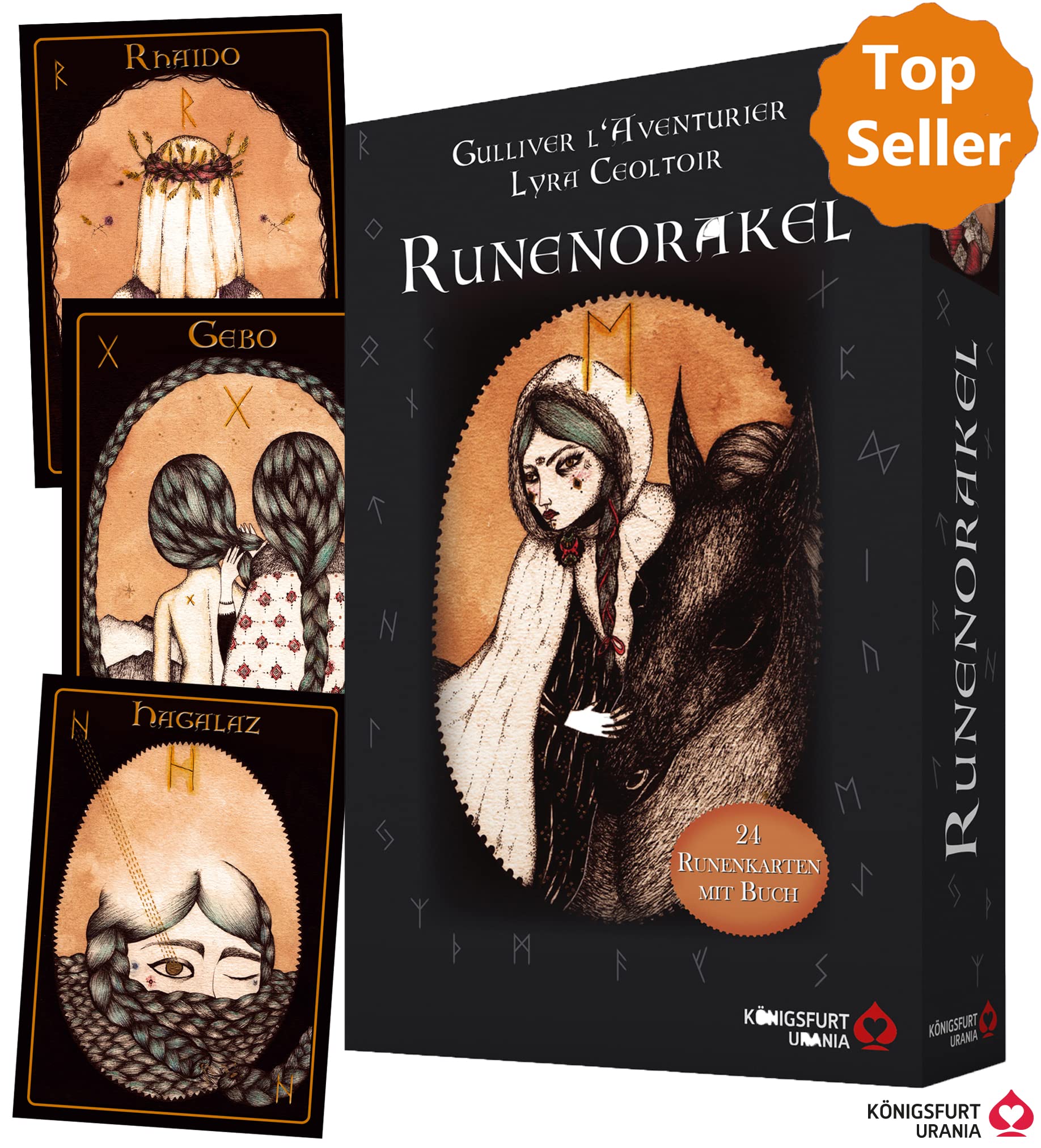 Runenorakel: 24 Runenkarten mit Buch (Hardcover)