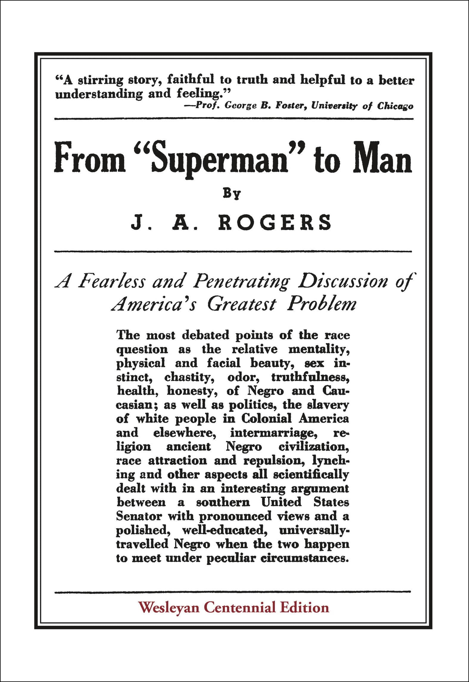 From "Superman" to Man: A Fearless and Penetrating Discussion of America's Greatest Problem (Kindle Edition)