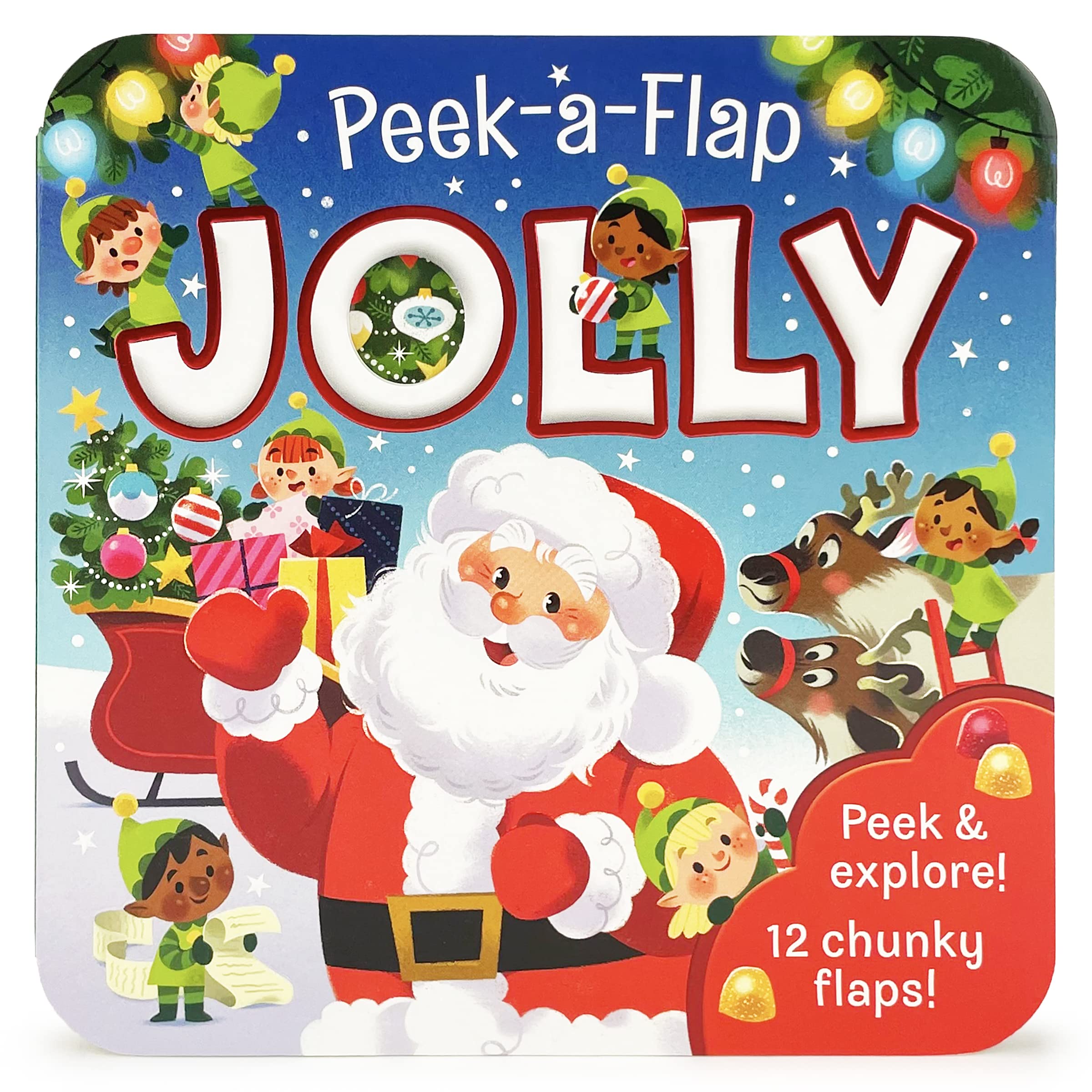 Peek-a-Flap Jolly, Christmas Lift-a-Flap Board Book for Little Santa Lovers and More; Ages 1-5 (Board book)
