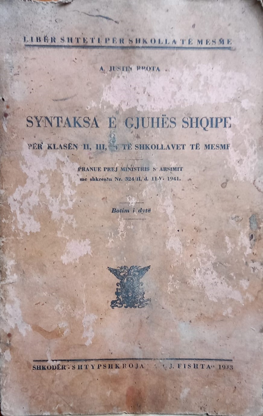Syntaksa e gjuhës shqipe : për klasën II, III, IV, K. U. të shkollavet të mesme