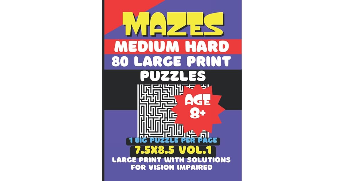 80 Mazes Puzzle Book for Adults Visually Impaired Medium Hard, Big Size Puzzles With Large