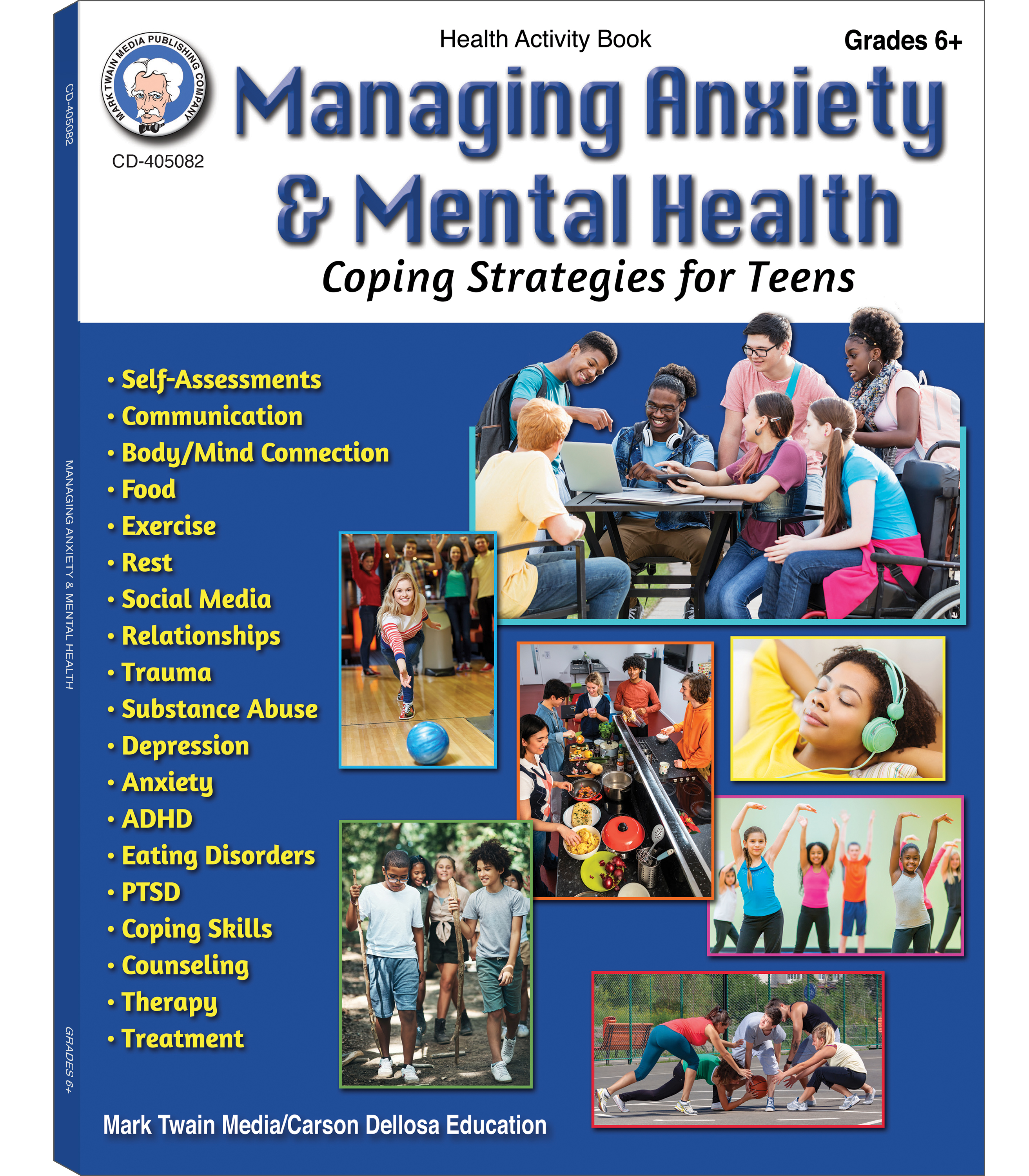 Mark Twain Managing Anxiety and Mental Health Workbook for Teens, Anxiety, Depression, Social Emotional Learning, and Mindfulness for Kids, ADHD Books With Guided Journal