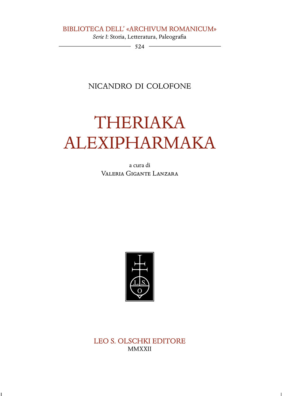 Theriaka-Alexipharmaka (Hardcover)