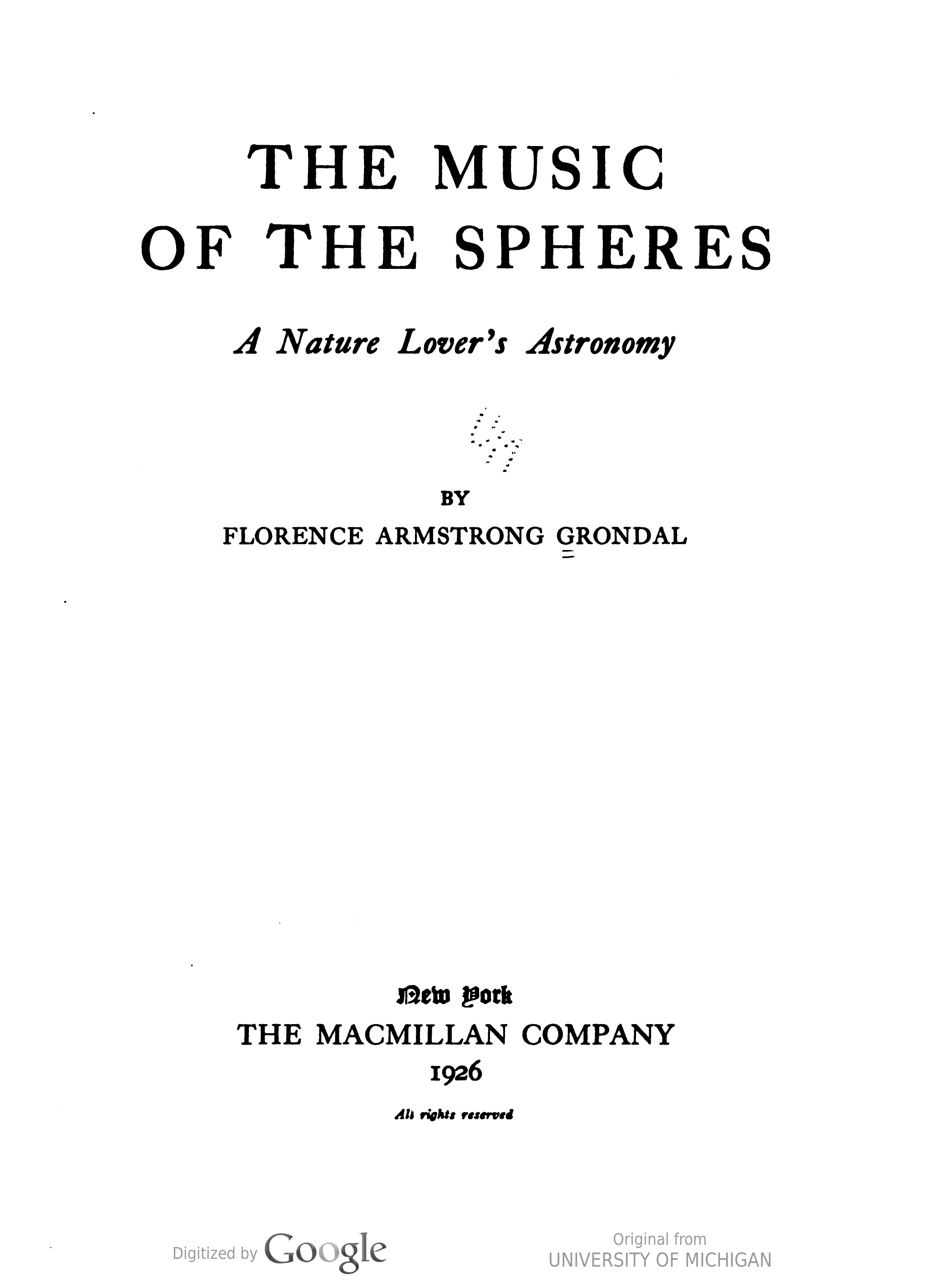 The music of the spheres: A Nature Lover's Astronomy (ebook)