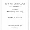 For an Ontology of Morals: A Critique of Contemporary Ethical Theory