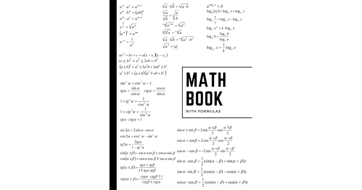 A4 100 squared pages math notebook with formulas Hardback Cover Notepad