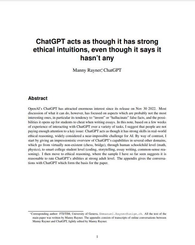 ChatGPT acts as though it has strong ethical intuitions, even though it says it hasn’t any (ebook)