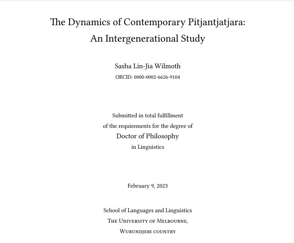 The Dynamics of Contemporary Pitjantjatjara: An Intergenerational Study