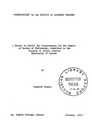 Competition in the Economic Thought (Dissertations in European Economic History Series)