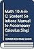 Student Solutions Manual to Accompany Calculus