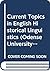 Current Topics in English Historical Linguistics
