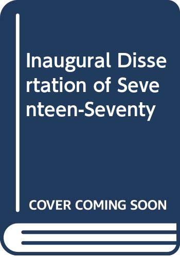 Inaugural Dissertation of 1770 (Hardcover)