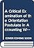 A Critical Examination of t...