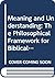 Meaning and Understanding: The Philosophical Framework for Biblical Interpretation (FOUNDATIONS OF CONTEMPORARY INTERPRETATION)