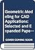 Geometric Modeling for CAD Applications: Selected and Expanded Papers from the Ifip Wg 5.2 Working Conference