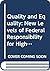 Quality and Equality: New Levels of Federal Responsibility for Higher Education (A Special Report and Recommendations by the Commission)