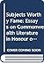 Subjects Worthy Fame: Essays on Commonwealth Literature in Honour of H H Anniah Gowda
