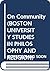 On Community (BOSTON UNIVERSITY STUDIES IN PHILOSOPHY AND RELIGION)