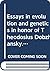 Essays in evolution and genetics in honor of Theodosius Dobzhansky. A supplement to evolutionary biology