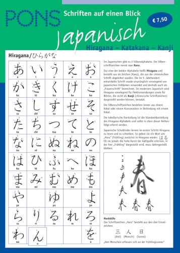Pons Schriften Auf Einen Blick Japanisch: Hiragana Katakana Kanji (Paperback)