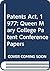 The Patents act 1977: Queen Mary College patent conference papers