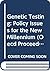 Genetic Testing: Policy Issues for the New Millennium (Oecd Proceedings)