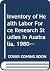 Inventory of Health Labor Force Research Studies in Australia, 1980-1991