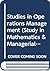 Studies in operations management (Studies in management science and systems ; v. 6)