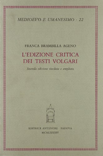 L'edizione critica dei testi volgari (Paperback)