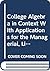 College Algebra in Context With Applications for the Managerial, Life, and Social Sciences