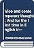 Vico and contemporary thought: And for the first time in English translation Vico's essay On the heroic mind