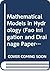 Mathematical Models in Hydrology (FAO Irrigation and Drainage Papers)