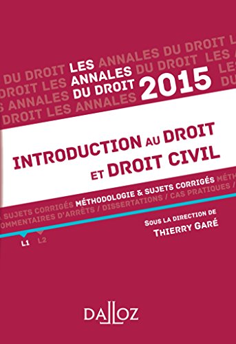 Annales Introduction au droit et droit civil 2015 (Paperback)