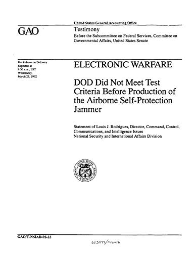 Electronic Warfare: Dod Did Not Meet Test Criteria Before Production of the Airborne Self-Protection Jammer (Paperback)