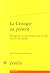 La Critique Au Present: Eme...