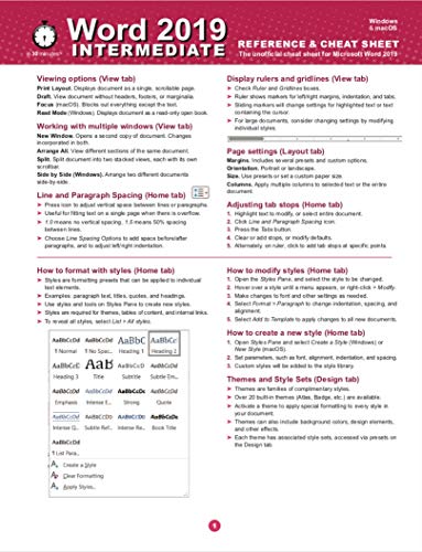 Word 2019 Intermediate Desktop Reference and Cheat Sheet (Pamphlet)